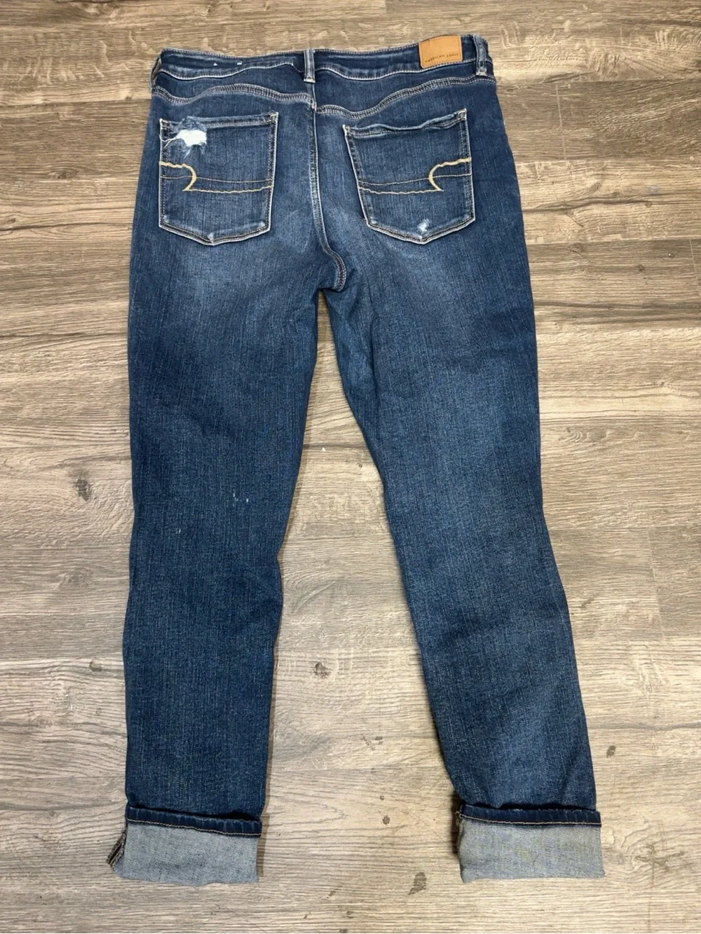 American Eagle Hi-Rise Jegging Distressed Button Fly Jeans Sz 16
